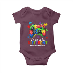 Video Game Autism Awareness Baby Onesie It's Ok To Be Different Kids TS10 Maroon Print Your Wear
