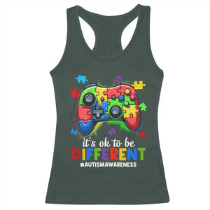 Video Game Autism Awareness Racerback Tank Top It's Ok To Be Different Kids TS10 Dark Forest Green Print Your Wear