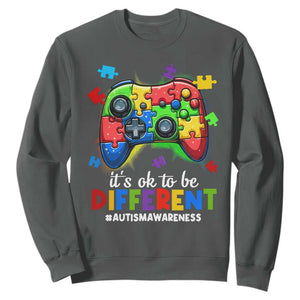 Video Game Autism Awareness Sweatshirt It's Ok To Be Different Kids TS10 Dark Heather Print Your Wear