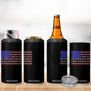 Vintage American Flag 4 in 1 Can Cooler Tumbler With States 4th Of July TS10 Print Your Wear