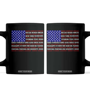 Vintage American Flag Coffee Mug With States 4th Of July TS10 Black Print Your Wear