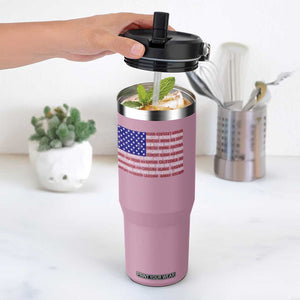 Vintage American Flag Flip Straw Tumbler With States 4th Of July TS10 One Size: 30 oz Light Pink Print Your Wear