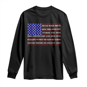 Vintage American Flag Long Sleeve Shirt With States 4th Of July TS10 Black Print Your Wear