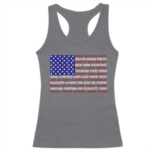 Vintage American Flag Racerback Tank Top With States 4th Of July TS10 Charcoal Print Your Wear