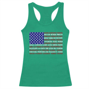 Vintage American Flag Racerback Tank Top With States 4th Of July TS10 Irish Green Print Your Wear