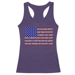 Vintage American Flag Racerback Tank Top With States 4th Of July TS10 Purple Print Your Wear