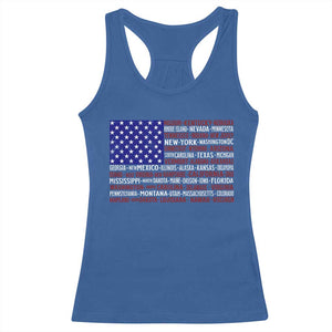 Vintage American Flag Racerback Tank Top With States 4th Of July TS10 Royal Blue Print Your Wear