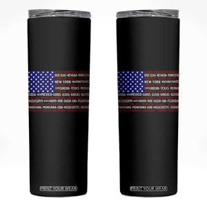 Vintage American Flag Skinny Tumbler With States 4th Of July TS10 Black Print Your Wear