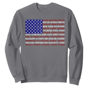 Vintage American Flag Sweatshirt With States 4th Of July TS10 Charcoal Print Your Wear
