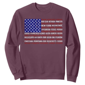 Vintage American Flag Sweatshirt With States 4th Of July TS10 Maroon Print Your Wear