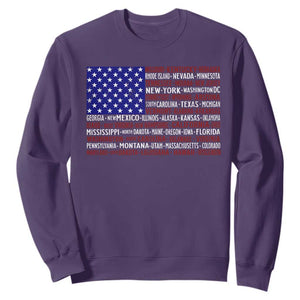 Vintage American Flag Sweatshirt With States 4th Of July TS10 Purple Print Your Wear