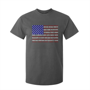 Vintage American Flag T Shirt For Kid With States 4th Of July TS10 Dark Heather Print Your Wear