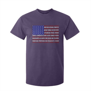 Vintage American Flag T Shirt For Kid With States 4th Of July TS10 Purple Print Your Wear