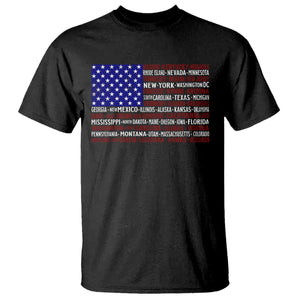 Vintage American Flag T Shirt With States 4th Of July TS10 Black Print Your Wear