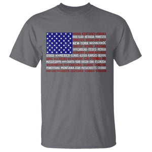 Vintage American Flag T Shirt With States 4th Of July TS10 Charcoal Print Your Wear