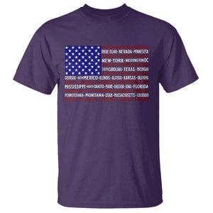Vintage American Flag T Shirt With States 4th Of July TS10 Purple Print Your Wear