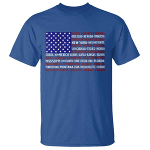Vintage American Flag T Shirt With States 4th Of July TS10 Royal Blue Print Your Wear