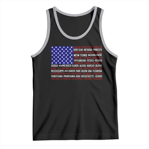 Vintage American Flag Tank Top With States 4th Of July TS10 Black Athletic Heather Print Your Wear