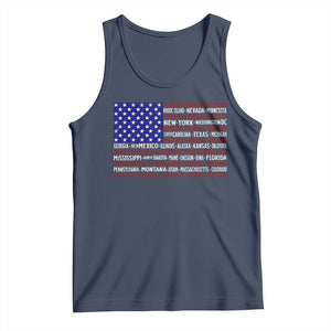 Vintage American Flag Tank Top With States 4th Of July TS10 Navy Print Your Wear