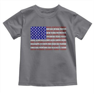 Vintage American Flag Toddler T Shirt With States 4th Of July TS10 Charcoal Print Your Wear