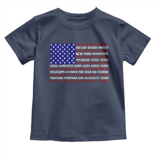 Vintage American Flag Toddler T Shirt With States 4th Of July TS10 Navy Print Your Wear
