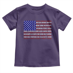 Vintage American Flag Toddler T Shirt With States 4th Of July TS10 Purple Print Your Wear