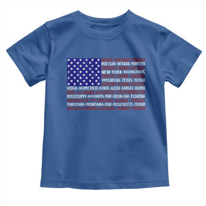Vintage American Flag Toddler T Shirt With States 4th Of July TS10 Royal Blue Print Your Wear