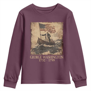 Vintage George Washington Youth Sweatshirt 4th Of July Patriotic Gift TS10 Maroon Print Your Wear