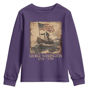 Vintage George Washington Youth Sweatshirt 4th Of July Patriotic Gift TS10 Purple Print Your Wear