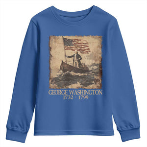 Vintage George Washington Youth Sweatshirt 4th Of July Patriotic Gift TS10 Royal Blue Print Your Wear