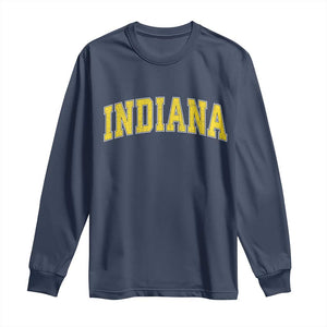 Vintage Indiana IN Long Sleeve Shirt Retro Throwback Design Classic Yellow Athletic Sports TS02 Navy Print Your Wear
