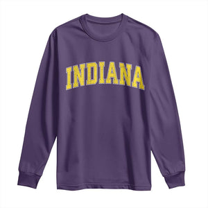 Vintage Indiana IN Long Sleeve Shirt Retro Throwback Design Classic Yellow Athletic Sports TS02 Purple Print Your Wear