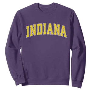 Vintage Indiana IN Sweatshirt Retro Throwback Design Classic Yellow Athletic Sports TS02 Purple Print Your Wear