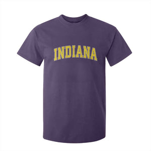 Vintage Indiana IN T Shirt For Kid Retro Throwback Design Classic Yellow Athletic Sports TS02 Purple Print Your Wear