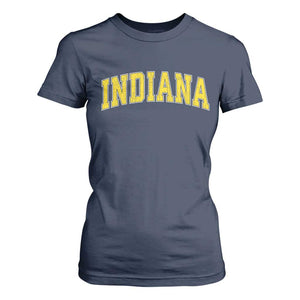 Vintage Indiana IN T Shirt For Women Retro Throwback Design Classic Yellow Athletic Sports TS02 Navy Print Your Wear
