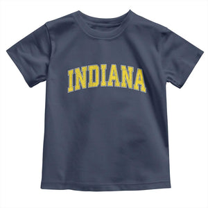 Vintage Indiana IN Toddler T Shirt Retro Throwback Design Classic Yellow Athletic Sports TS02 Navy Print Your Wear