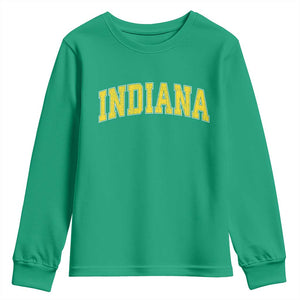 Vintage Indiana IN Youth Sweatshirt Retro Throwback Design Classic Yellow Athletic Sports TS02 Irish Green Print Your Wear
