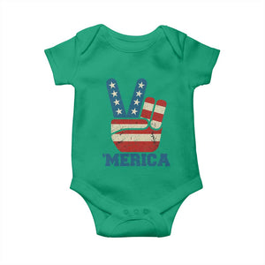 Vintage Merica Peace Sign Baby Onesie Retro Patriotic 4th of July USA Flag TS02 Irish Green Print Your Wear