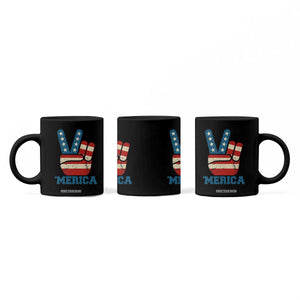 Vintage Merica Peace Sign Coffee Mug Retro Patriotic 4th of July USA Flag TS02 Print Your Wear