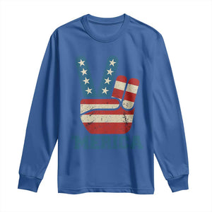 Vintage Merica Peace Sign Long Sleeve Shirt Retro Patriotic 4th of July USA Flag TS02 Royal Blue Print Your Wear