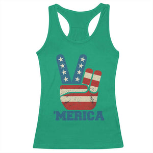 Vintage Merica Peace Sign Racerback Tank Top Retro Patriotic 4th of July USA Flag TS02 Irish Green Print Your Wear