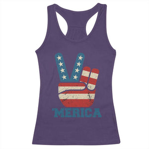 Vintage Merica Peace Sign Racerback Tank Top Retro Patriotic 4th of July USA Flag TS02 Purple Print Your Wear