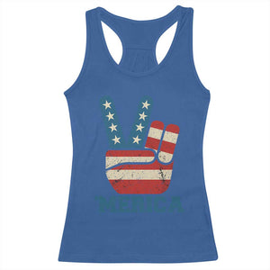 Vintage Merica Peace Sign Racerback Tank Top Retro Patriotic 4th of July USA Flag TS02 Royal Blue Print Your Wear