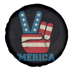 Vintage Merica Peace Sign Spare Tire Cover Retro Patriotic 4th of July USA Flag TS02 Print Your Wear
