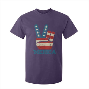 Vintage Merica Peace Sign T Shirt For Kid Retro Patriotic 4th of July USA Flag TS02 Purple Print Your Wear