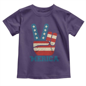 Vintage Merica Peace Sign Toddler T Shirt Retro Patriotic 4th of July USA Flag TS02 Purple Print Your Wear