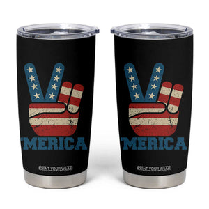 Vintage Merica Peace Sign Tumbler Cup Retro Patriotic 4th of July USA Flag TS02 Black Print Your Wear