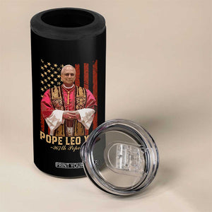 Vintage Pope Leo XIV 4 in 1 Can Cooler Tumbler 267th Pope American Flag TS02 Print Your Wear