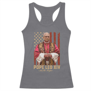 Vintage Pope Leo XIV Racerback Tank Top 267th Pope American Flag TS02 Charcoal Print Your Wear