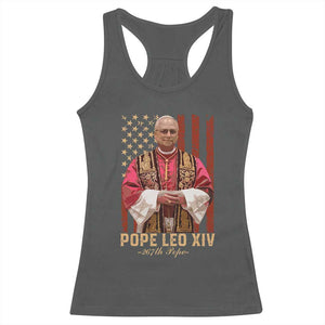 Vintage Pope Leo XIV Racerback Tank Top 267th Pope American Flag TS02 Dark Heather Print Your Wear